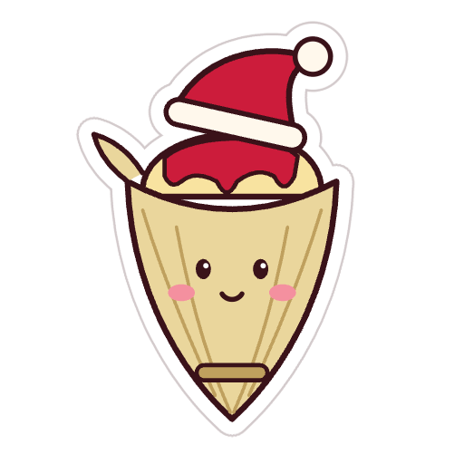 Sticker de un tamal en hoja de maíz con gorro de Santa